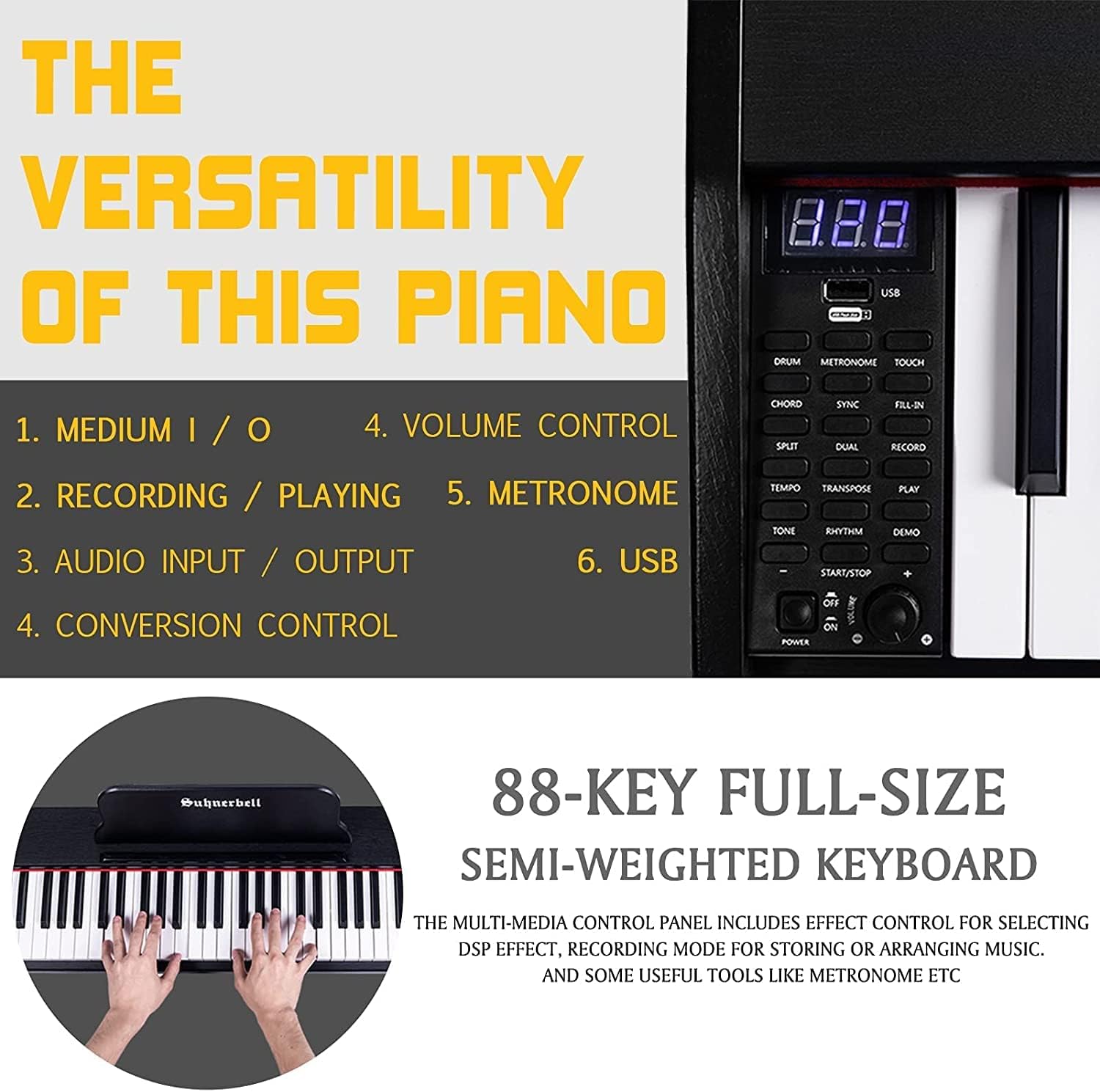 88 Key Full Size Weighted Digital Piano Keyboard with Pedal C25922