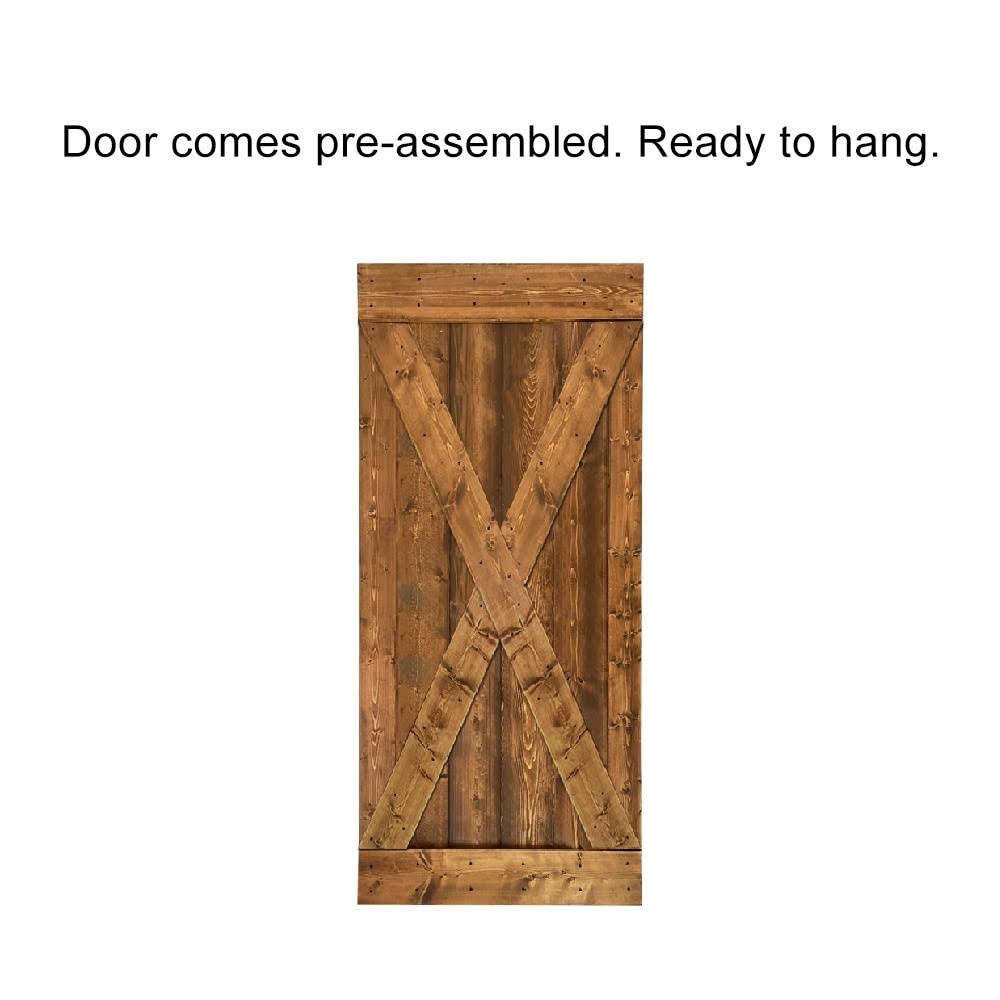 Weather Gray Stained Wood Interior Sliding Barn Door with Hardware Kit J625