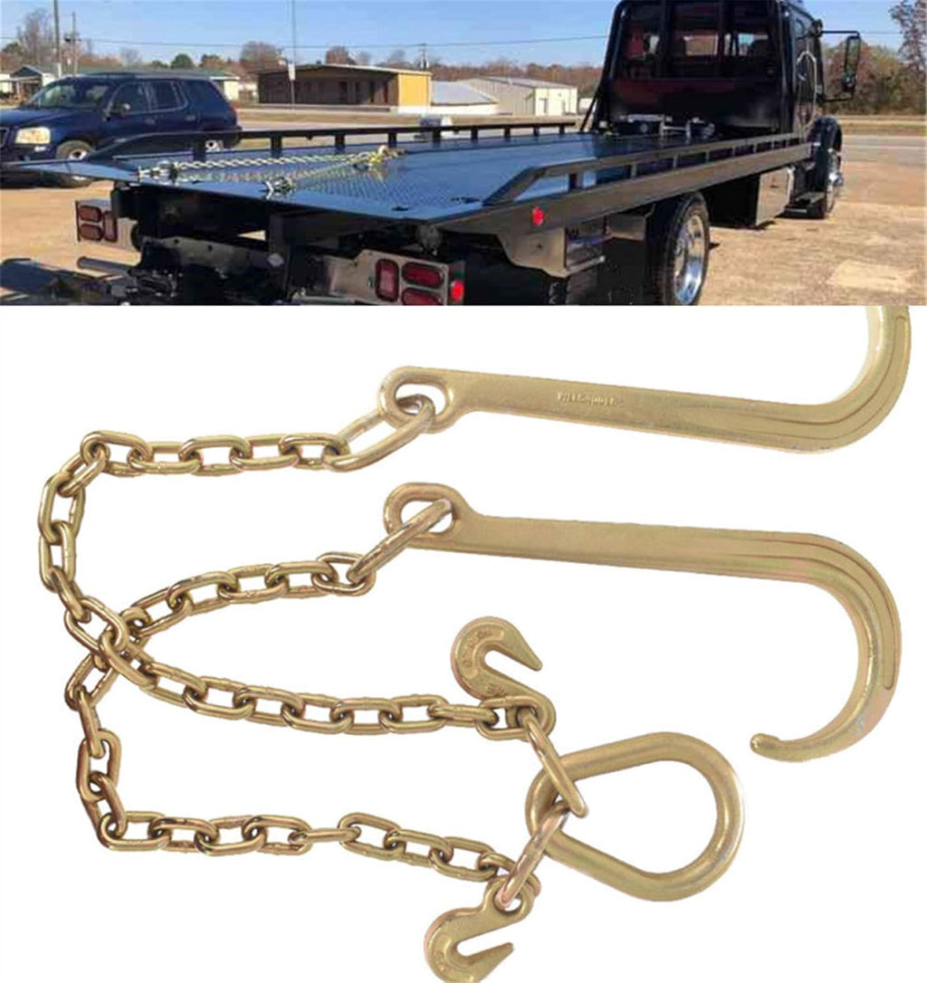 5/16 x 10 FT Grade 70 Tow Chain with 15 J Hook and T Hook Mini J Hook, Pack of 2 V3537