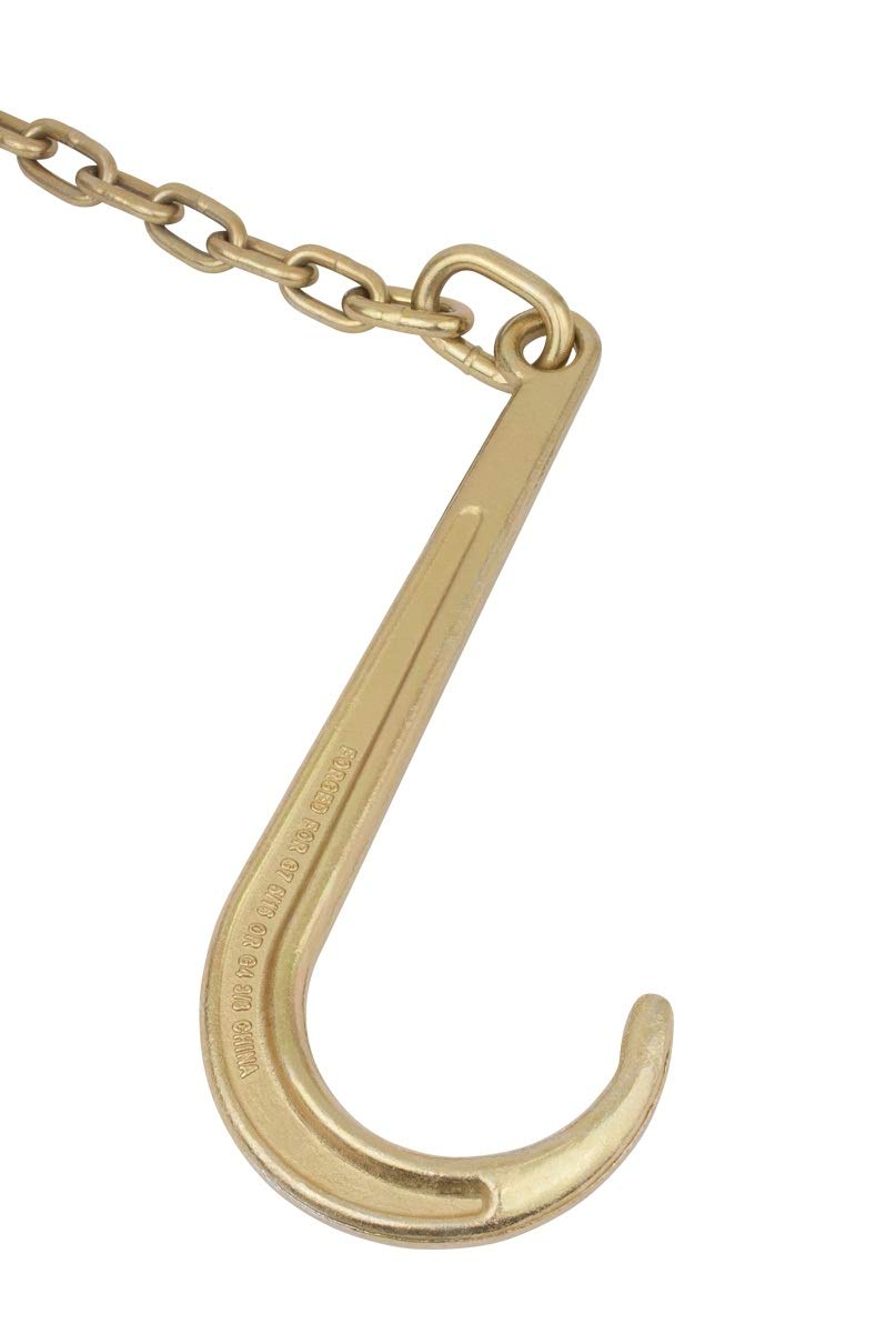 5/16" x 8' Long Shank J Hook Tow Chain with Grab Hook, 4700 lbs WLL, Pack of 2 M90007
