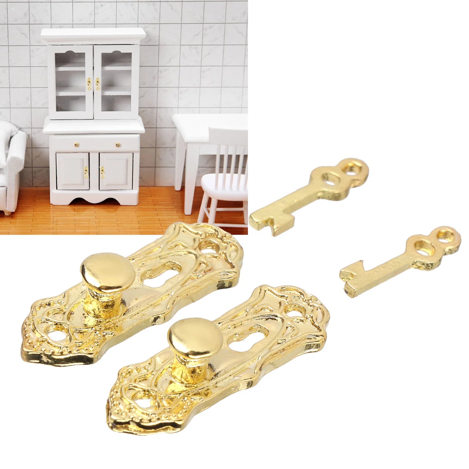 Metal Door Locks 2 Sets for Dollhouse Miniature K952223