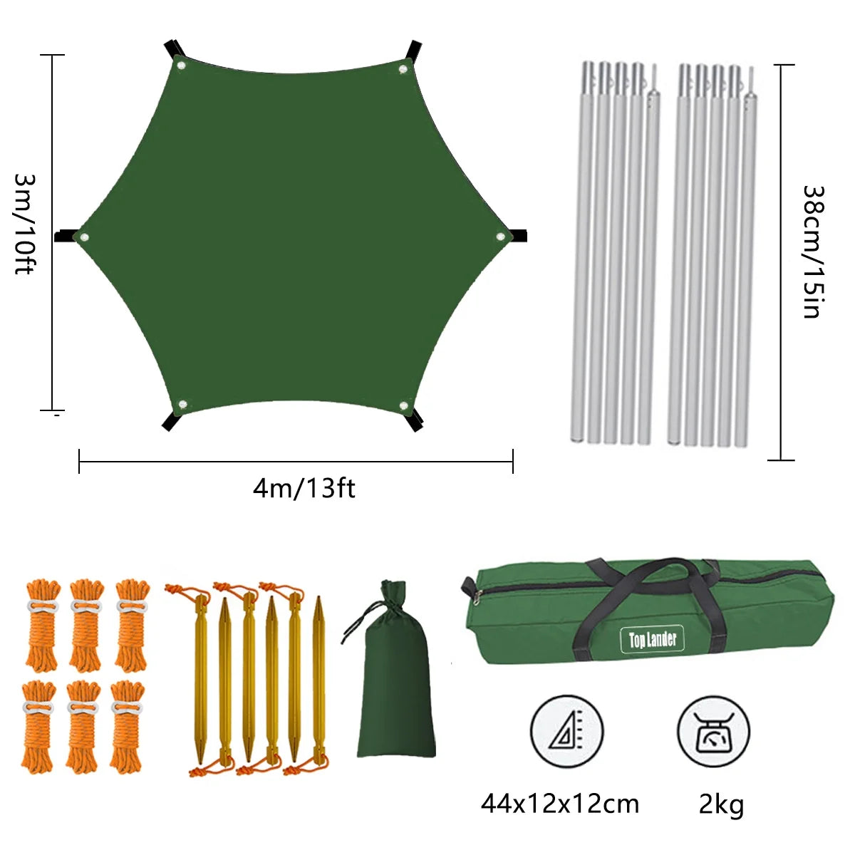 Waterproof Camping Tarp with Poles L451