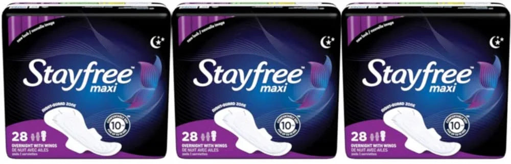 Overnight Maxi Pads With Wings 28 Each (Pack of 3) E2967