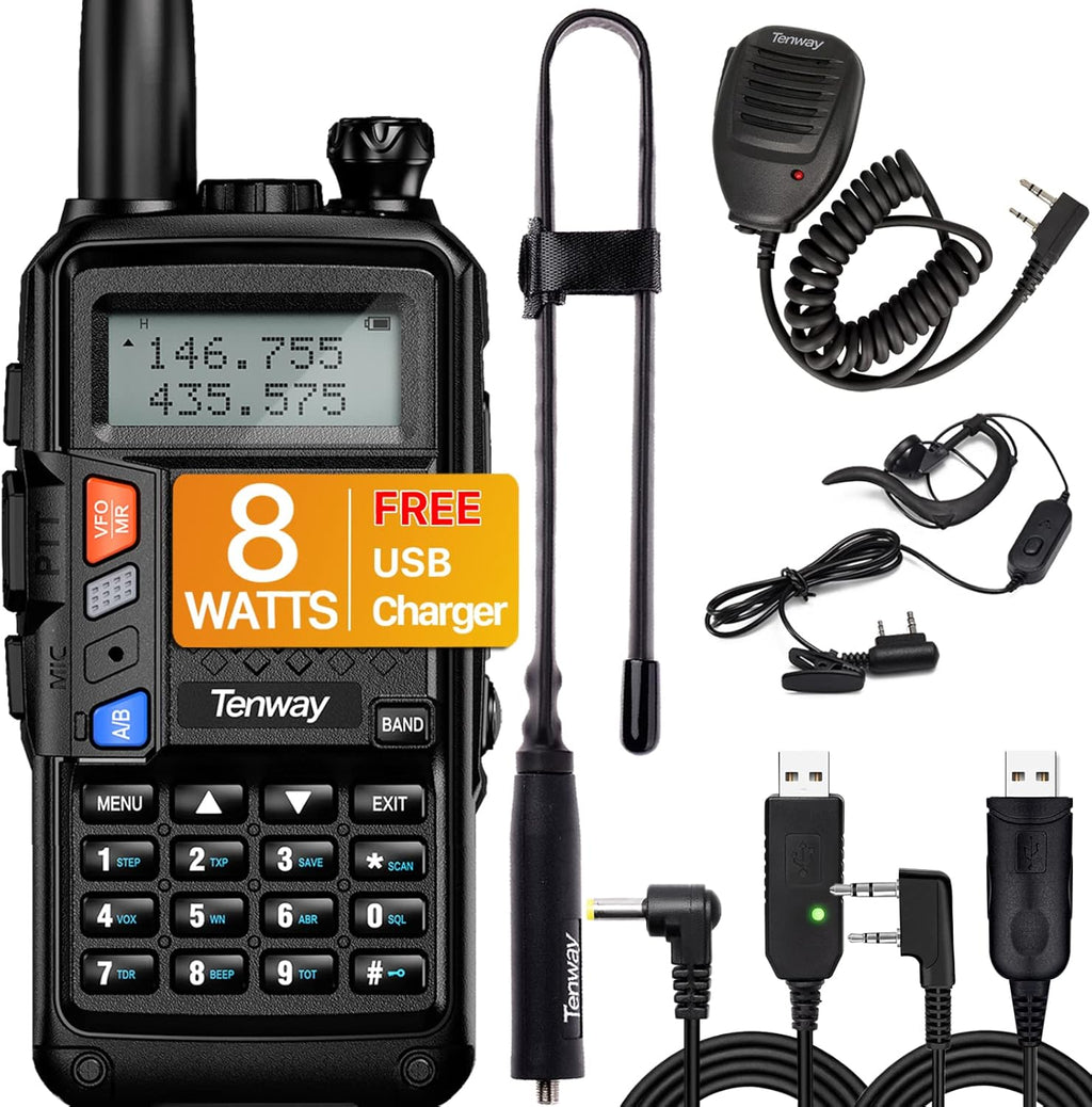 Black Dual Band Portable Two Way Radio with Antenna and USB Charging Cable Q60441