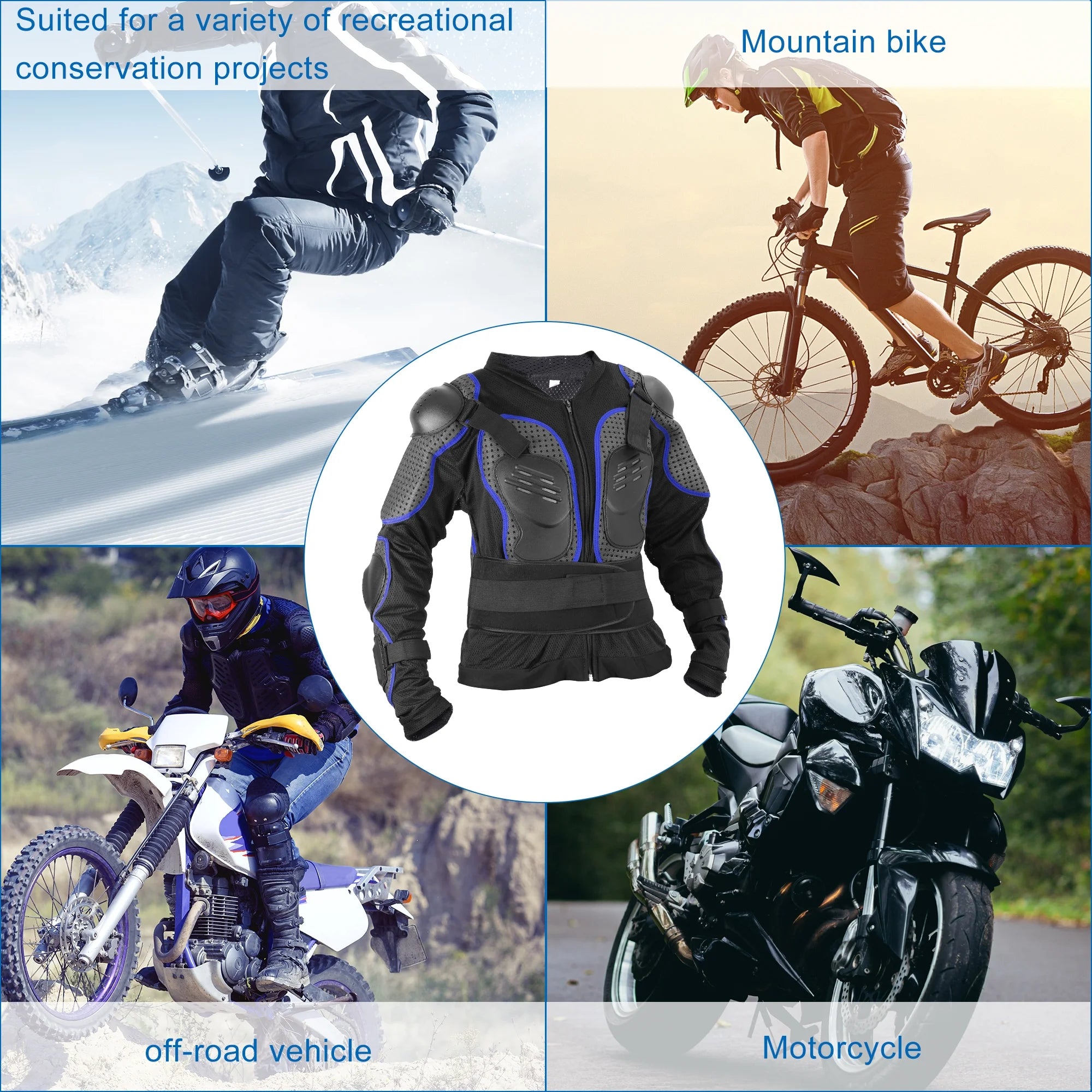 Blue Dirt Bike Motorcycle Riding Protective Full Body Armor I89771