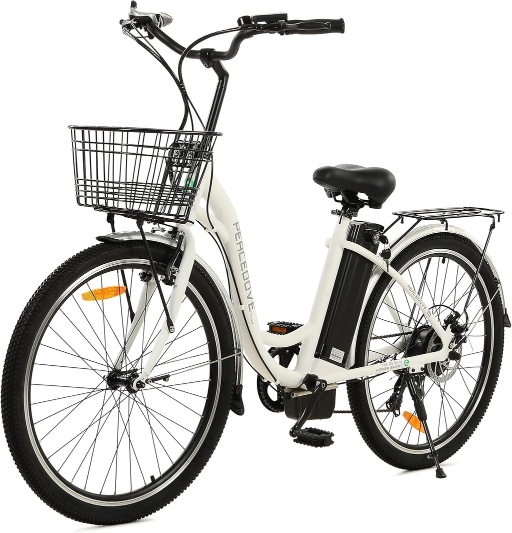 26" 350W Electric Cruiser Bike with Basket Shimano 7 Speed Removable 36V 10AH Lithium Battery B191
