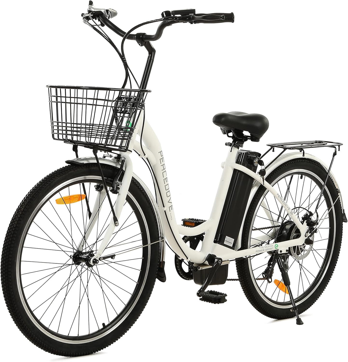26" 350W Electric Cruiser Bike with Basket Shimano 7 Speed Removable 36V 10AH Lithium Battery B191