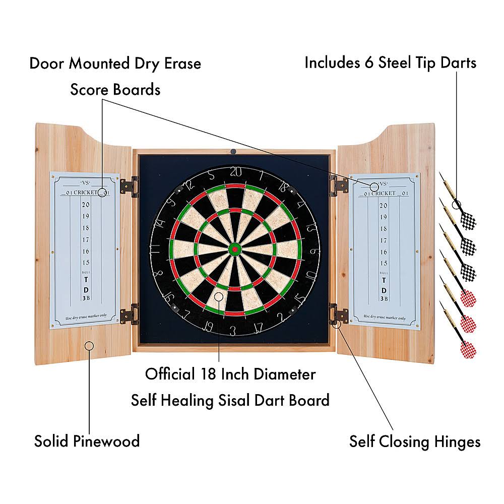 Dart Cabinet Set with Darts and Board R371493