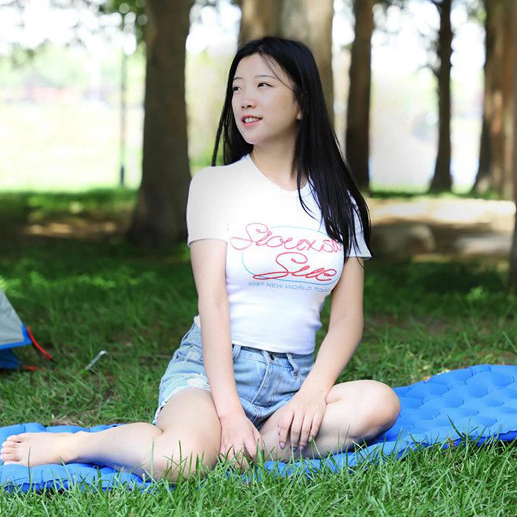 Blue Waterproof Inflatable Camping Mattress with Pillow N53099