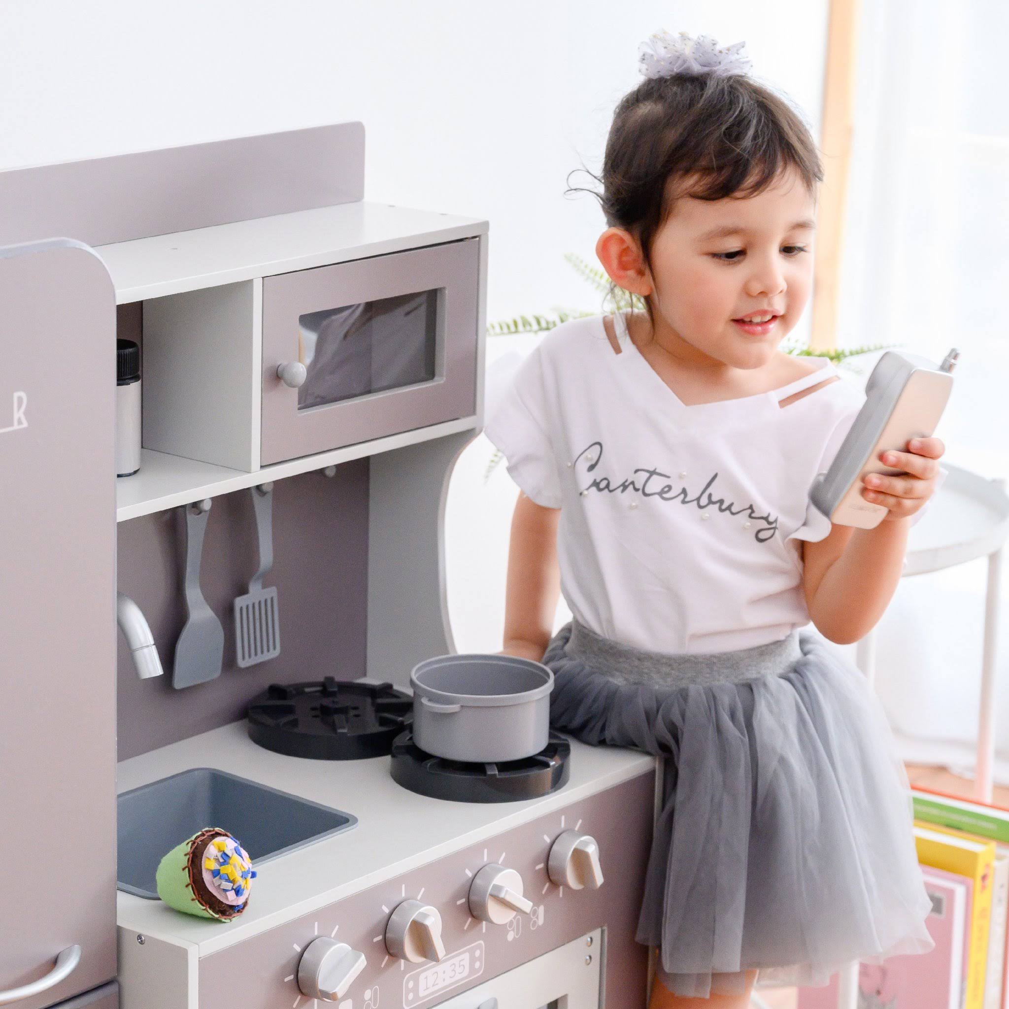 Gray Kids Play Kitchen with Cookware R955667