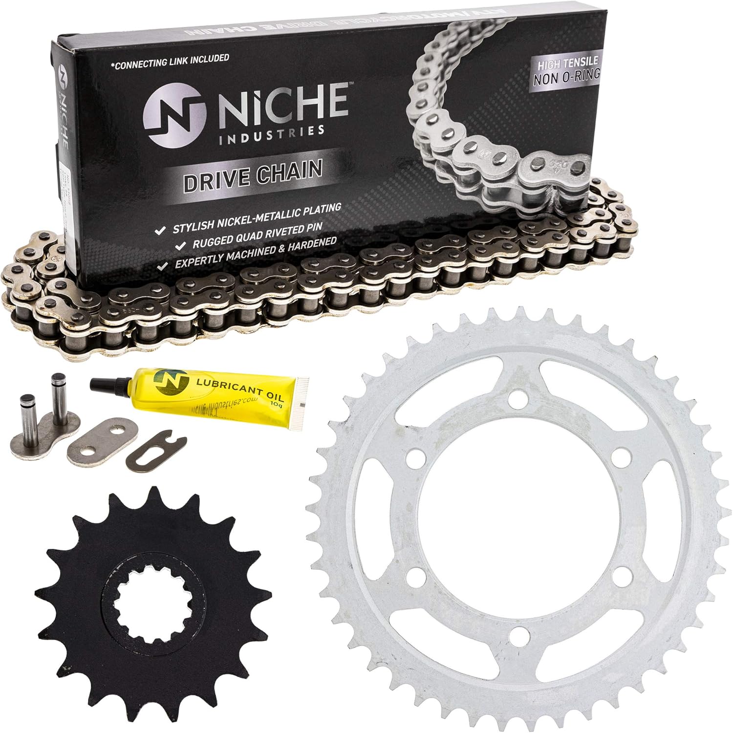 Drive Sprocket Chain Combo Front 17 Rear 45 Tooth 530HZ Standard 122 Links Pack of 2 F99722
