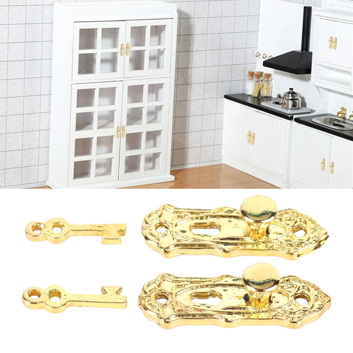 Metal Door Locks 2 Sets for Dollhouse Miniature K952223