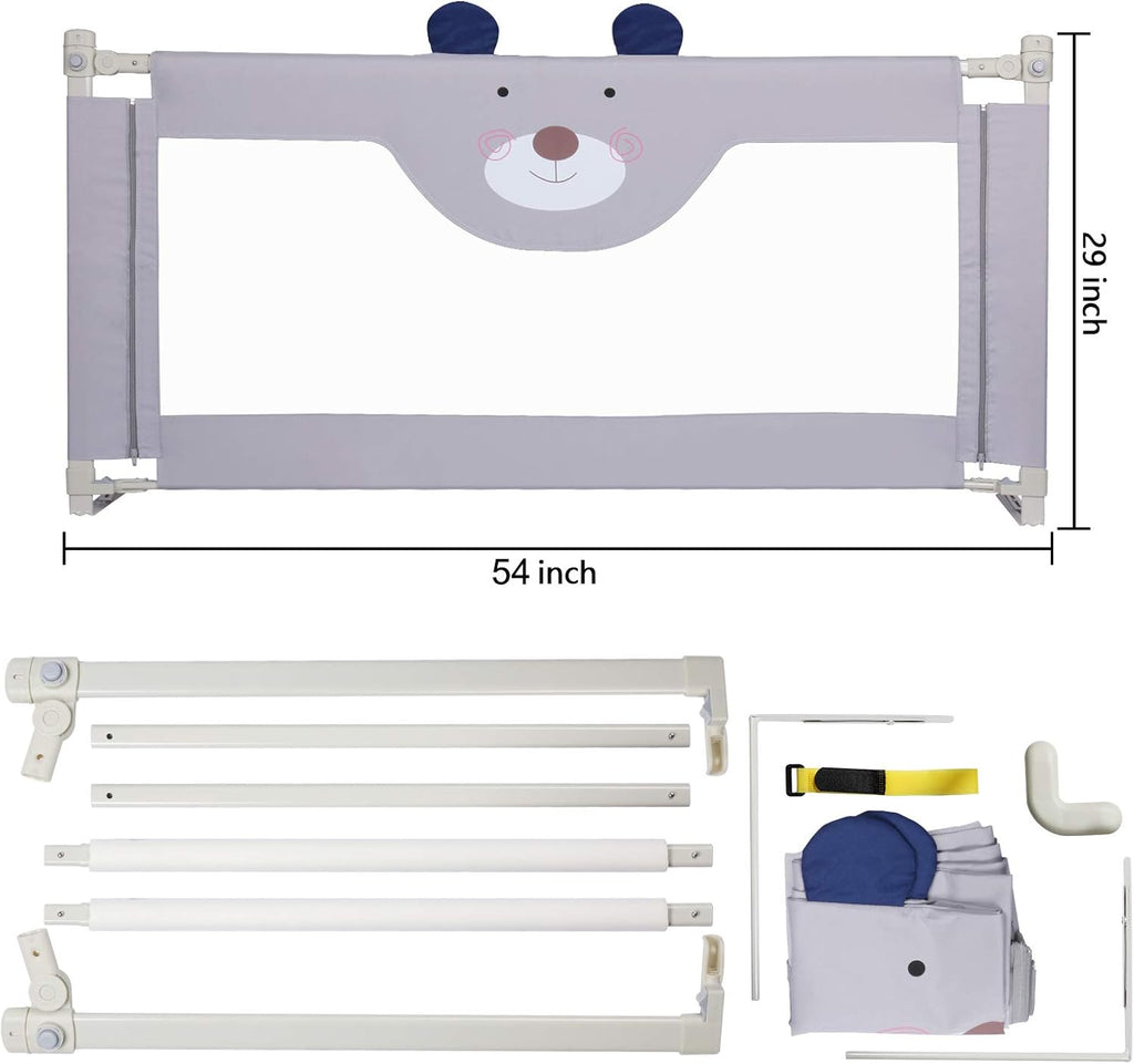 Extra Tall Safety Bed Guardrail for Kids, Fits Queen Size Bed I33174