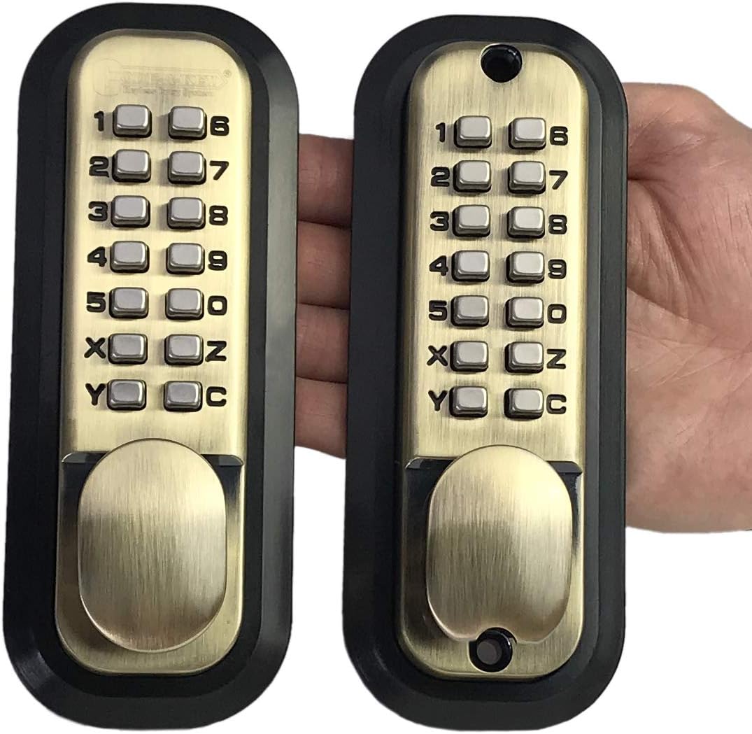 All-Weather Double Keypad Mechanical Keyless Latch Door Lock D734623