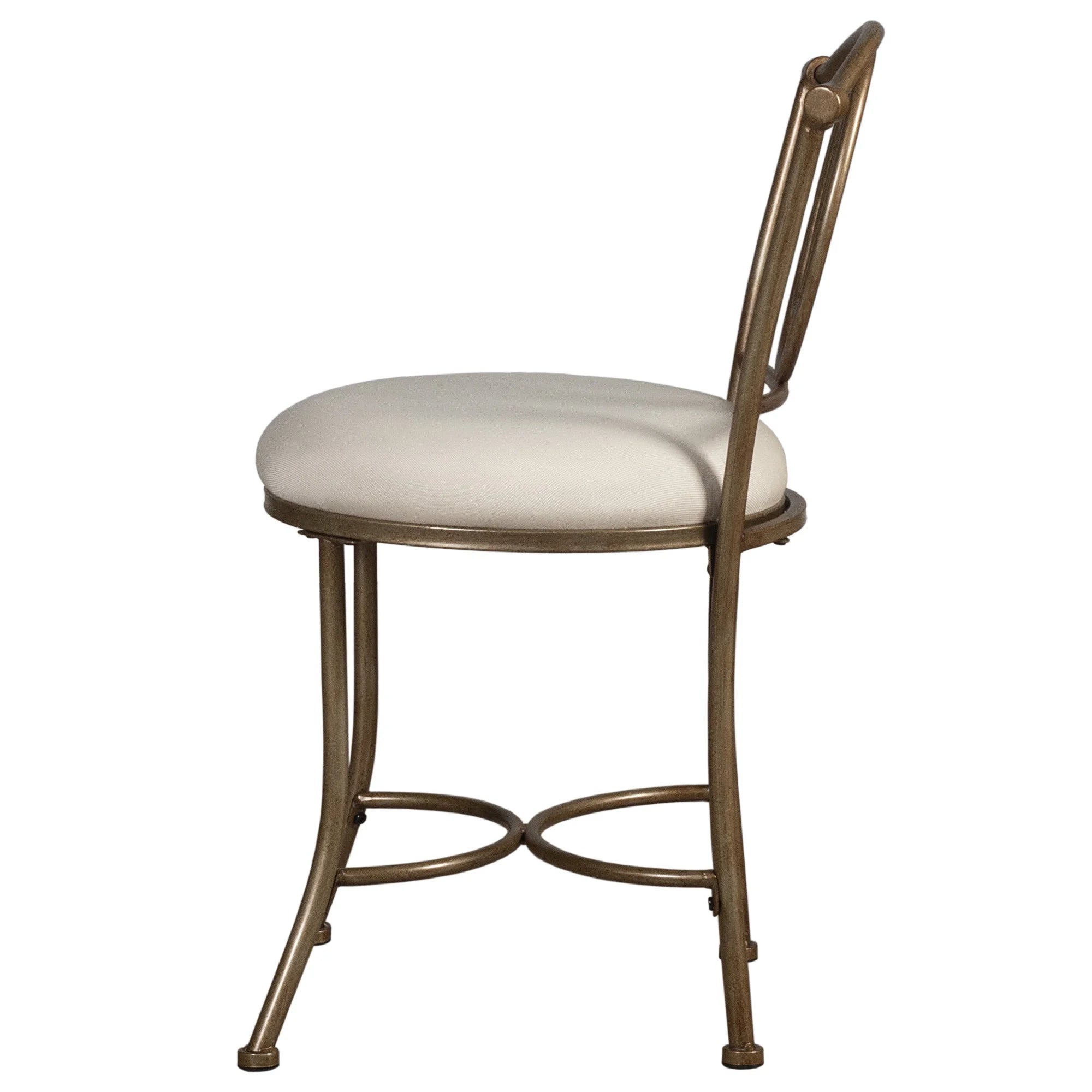 Golden Bronze Upholstered Metal Vanity Stool B3711