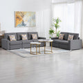 Grey Linen Fabric Sofa and Loveseat Set with Pillows P924