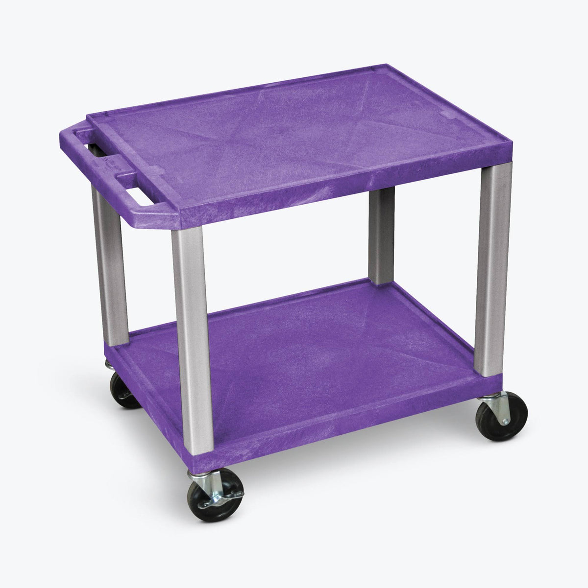 Purple 2 Shelf AV Cart with Nickel Legs N5194