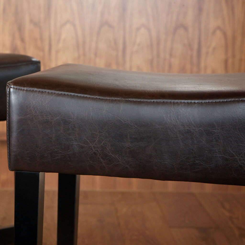 Brown Leather Counterstools (Set of 2) Y197921