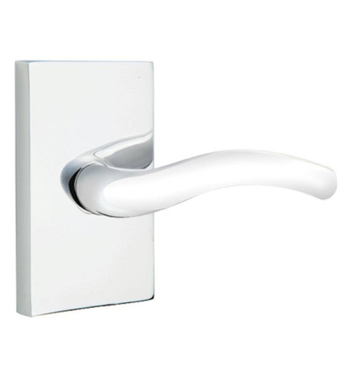 Polished Chrome Dummy Lever with Rectangular Rosette Y517