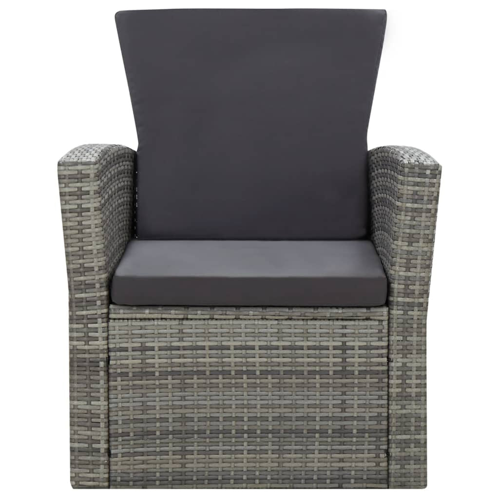 Gray Poly Rattan Patio Lounge Set with Table, Bench and 2 Chairs S9658