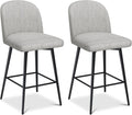 26 Inch Upholstered Swivel Barstools Set of 2 with Back and Metal Legs F168656