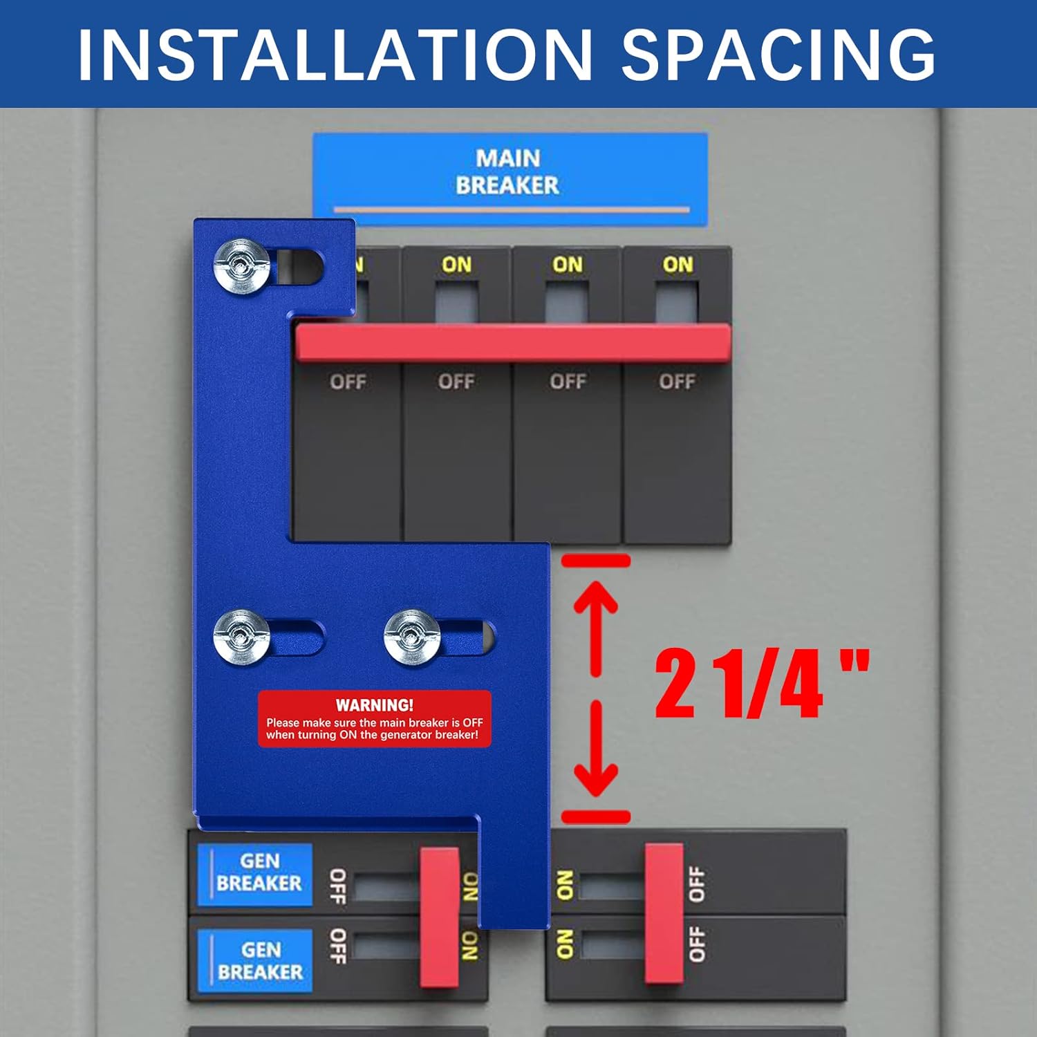 Generator Interlock Kit for General Electric Vertical 150 or 200 Amp Main Panels, Blue, Pack of 2 T3848