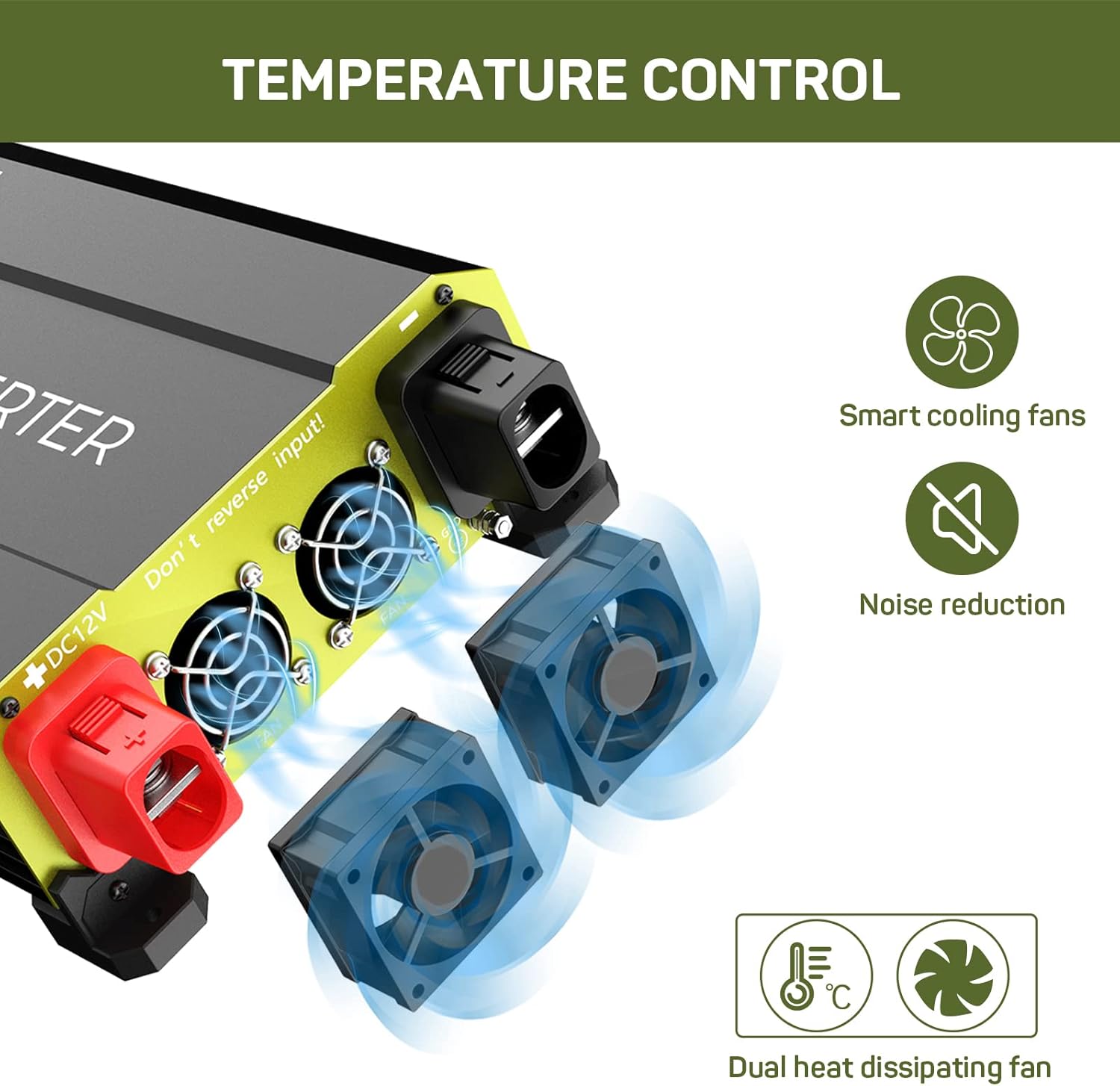1100 Watt Power Inverter 12V DC to 120V AC Converter with Dual AC Outlets USB F457293