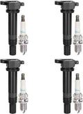 Set of 4 Ignition Coils & Spark Plugs Compatible with Kia Rio Hyundai Accent 1.6L E968470