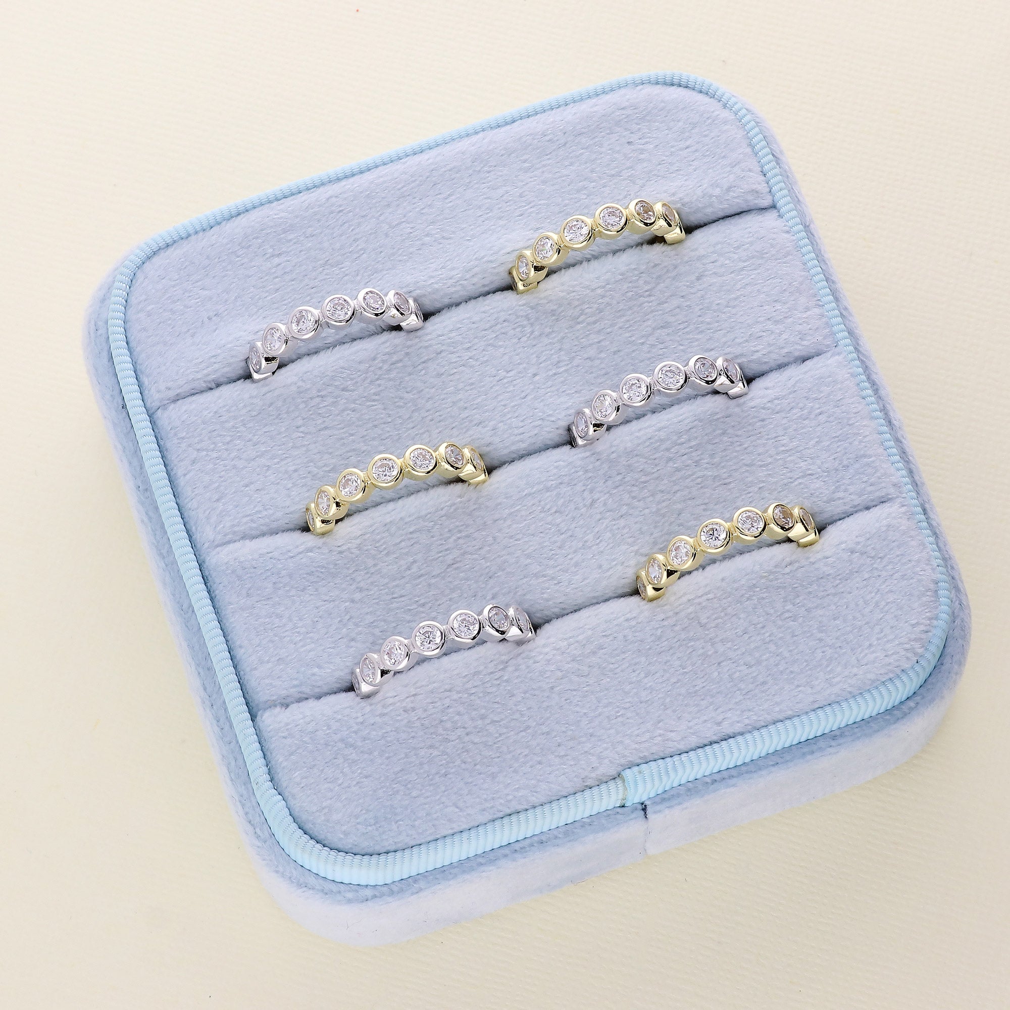 Sterling Silver Cubic Zirconia Eternity Ring, Rhodium Plated Size 8 Z56170