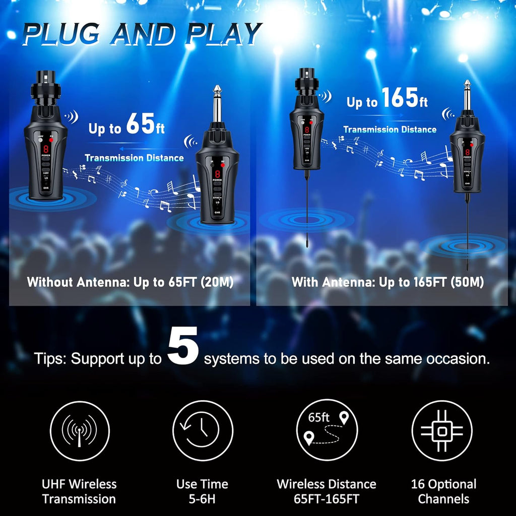 Wireless Microphone System with XLR Transmitter and 6.35mm Receiver G831306