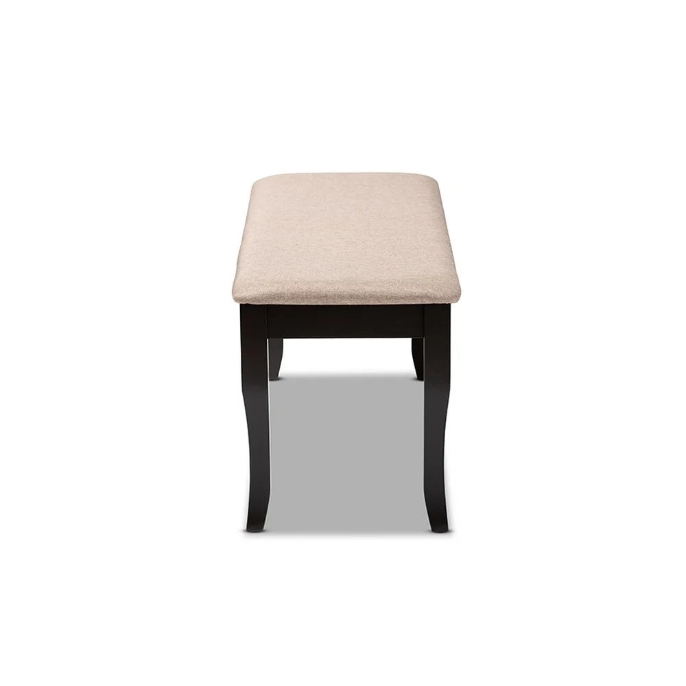 Sand Fabric Upholstered Wood Dining Bench O87801