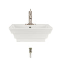 Vitreous China Rectangular Vessel Bathroom Sink with Faucet and Overflow I6484