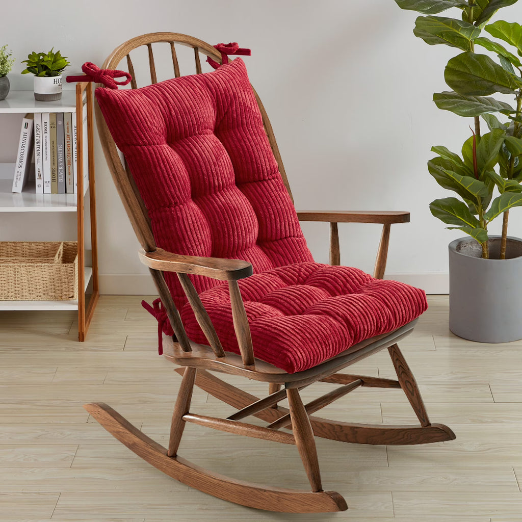 Red Velvet Rocking Chair Cushion Set O44610