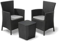 Graphite 3-Piece Rattan Effect Storage Table Bistro Set F2354