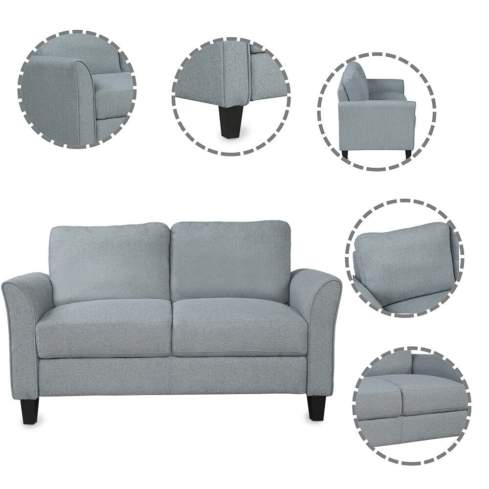 Grey Armrest Single Sofa Chair and Loveseat Sofa J85493