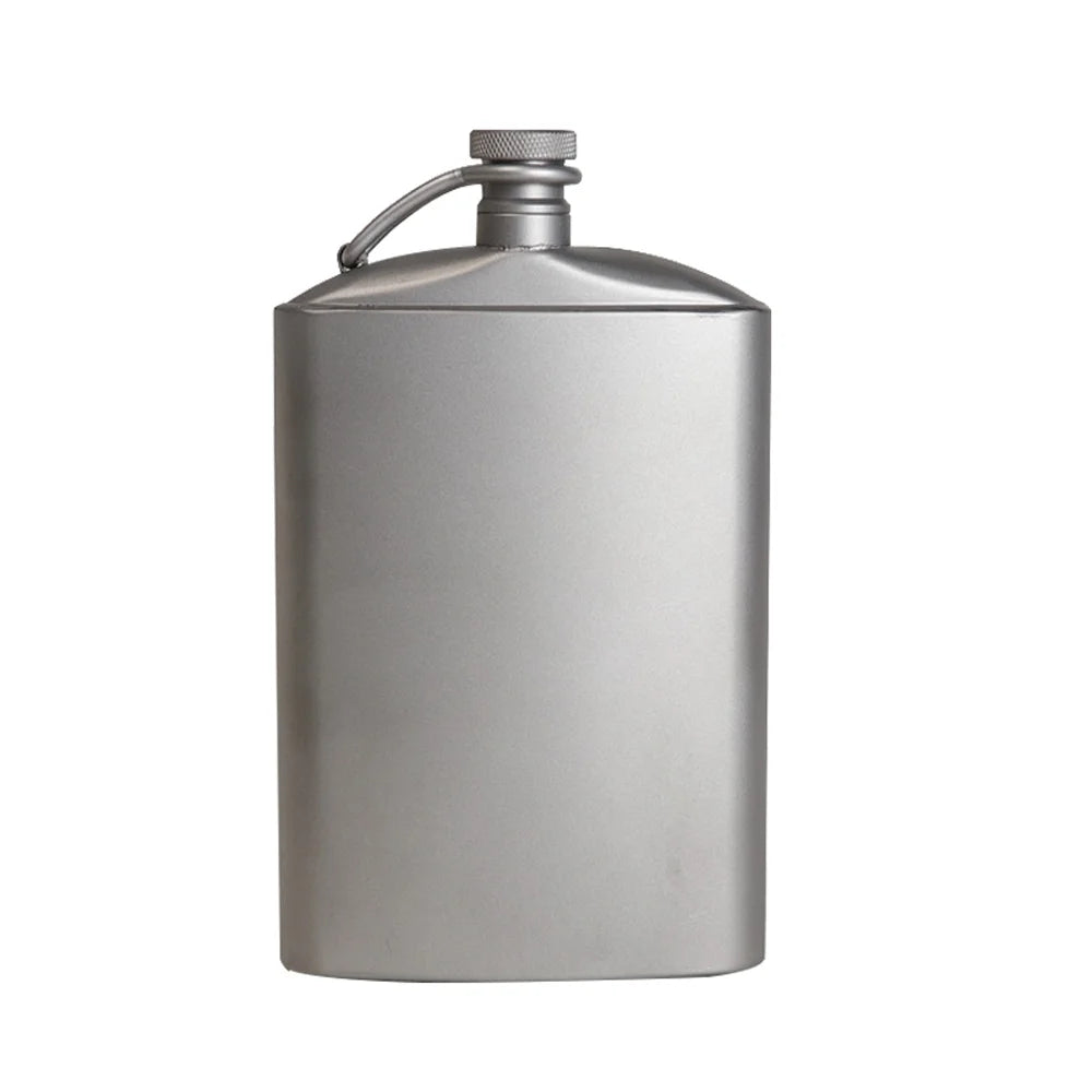 Titanium Flask Hip Flagon with Screw Clip Ultralight Hydration Flat Bottle with Ti Funnel L135987