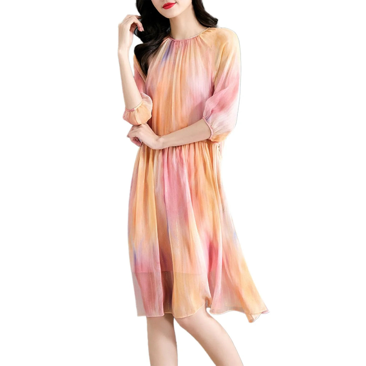 Black Floral Silk Mini Dress N562