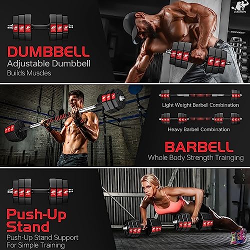 44Lbs 66Lbs 88Lbs 3 in 1 Adjustable Weights Dumbbells Barbell Set S874