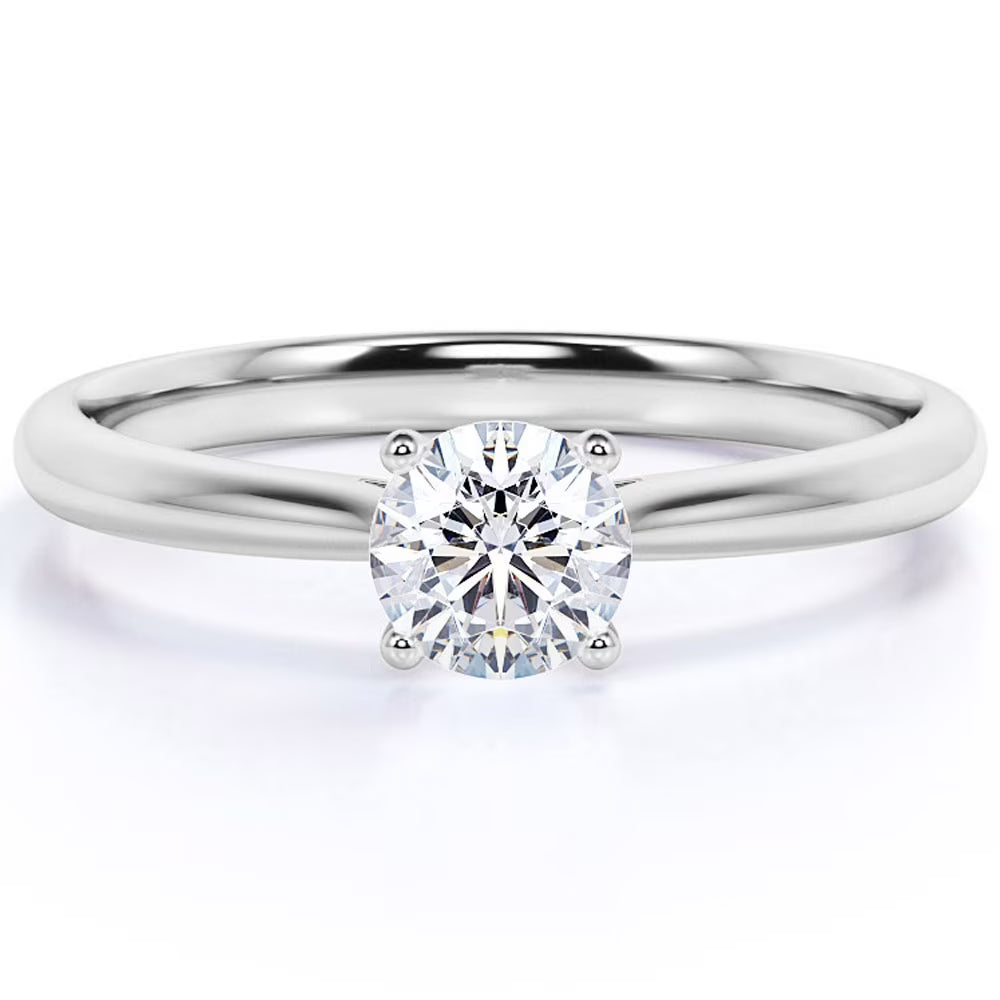18K White Gold over Silver Round Cut Engagement Ring S629