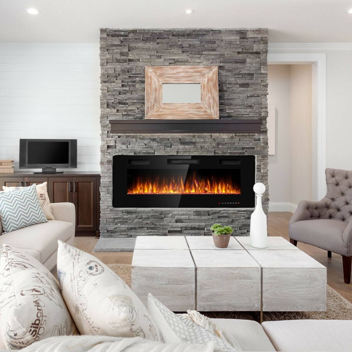 50-Inch Wall Mounted Recessed Electric Fireplace V76515