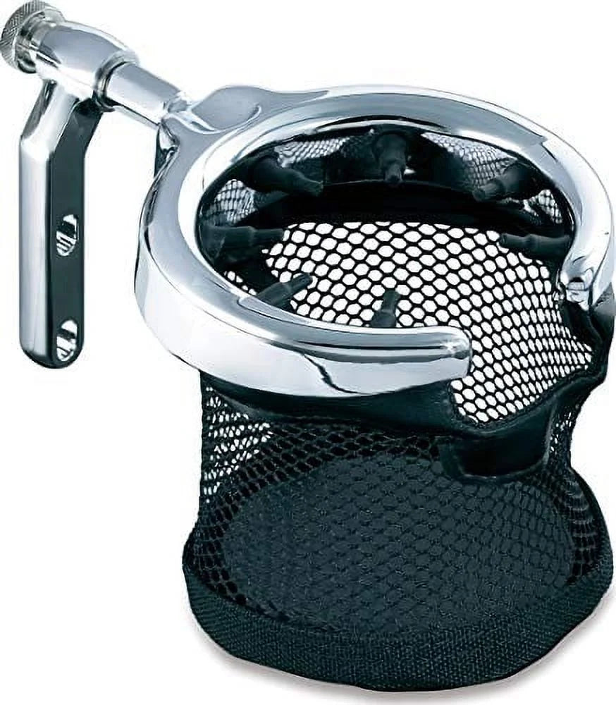 Chrome Motorcycle Handlebar Cup Holder with Mesh Basket Q96947