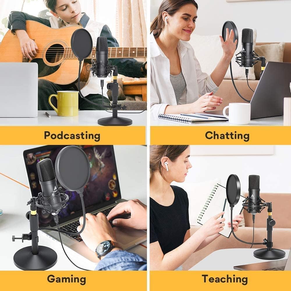 USB Microphone Kit 192KHZ/24BIT with Aluminum Organizer Storage Case, Cardioid Mic, Pack of 2 K5625