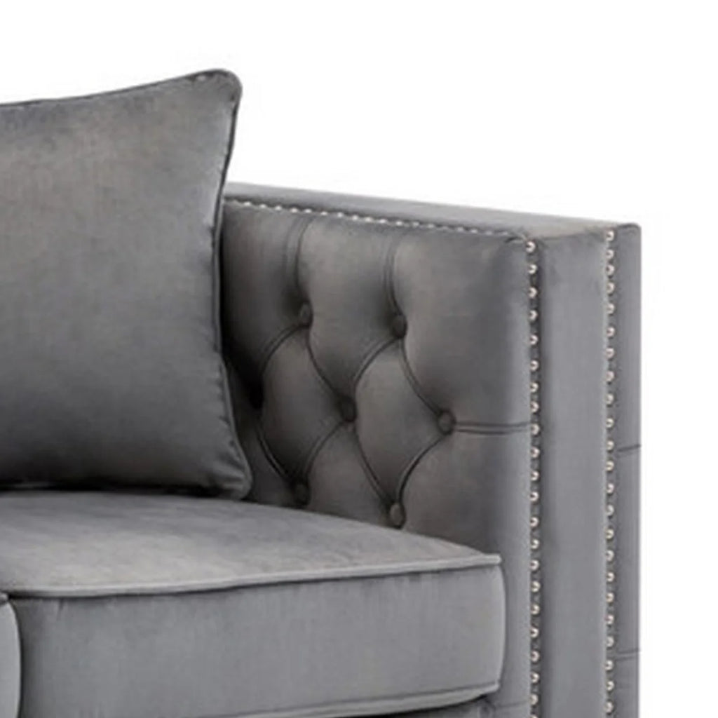 Gray Velvet Chesterfield Loveseat O430348