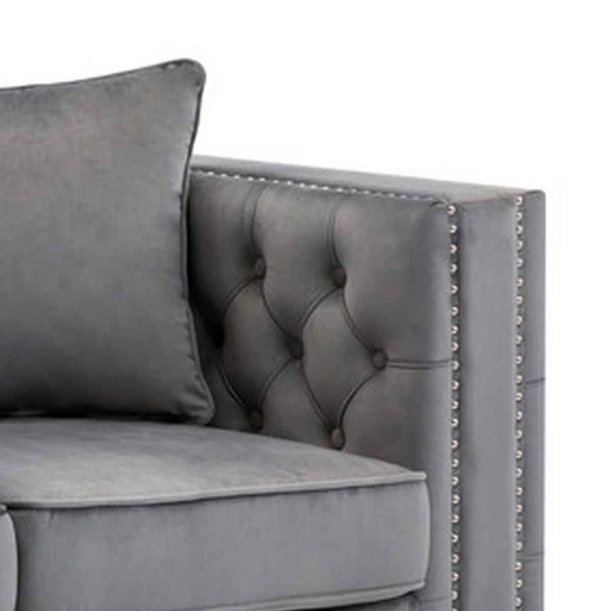 Gray Velvet Chesterfield Loveseat O430348
