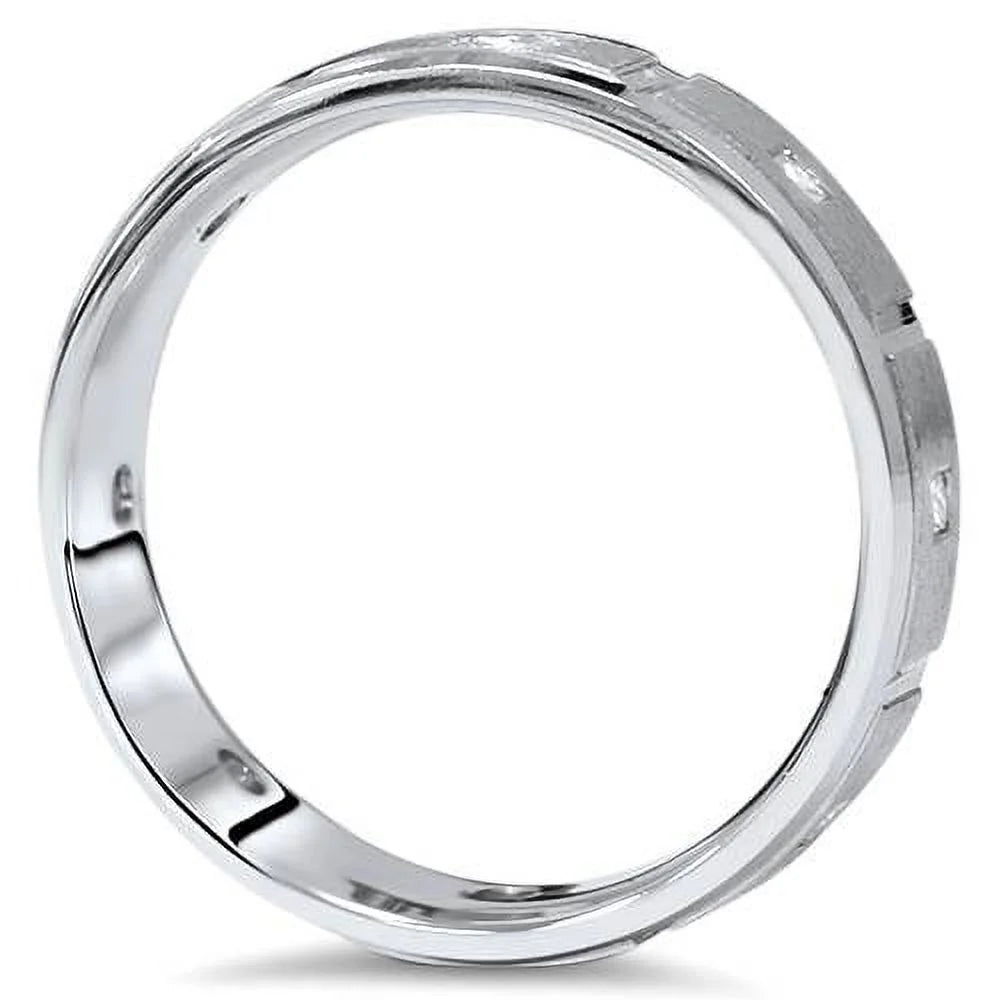 Princess Cut Diamond White Gold Wedding Ring Band F254