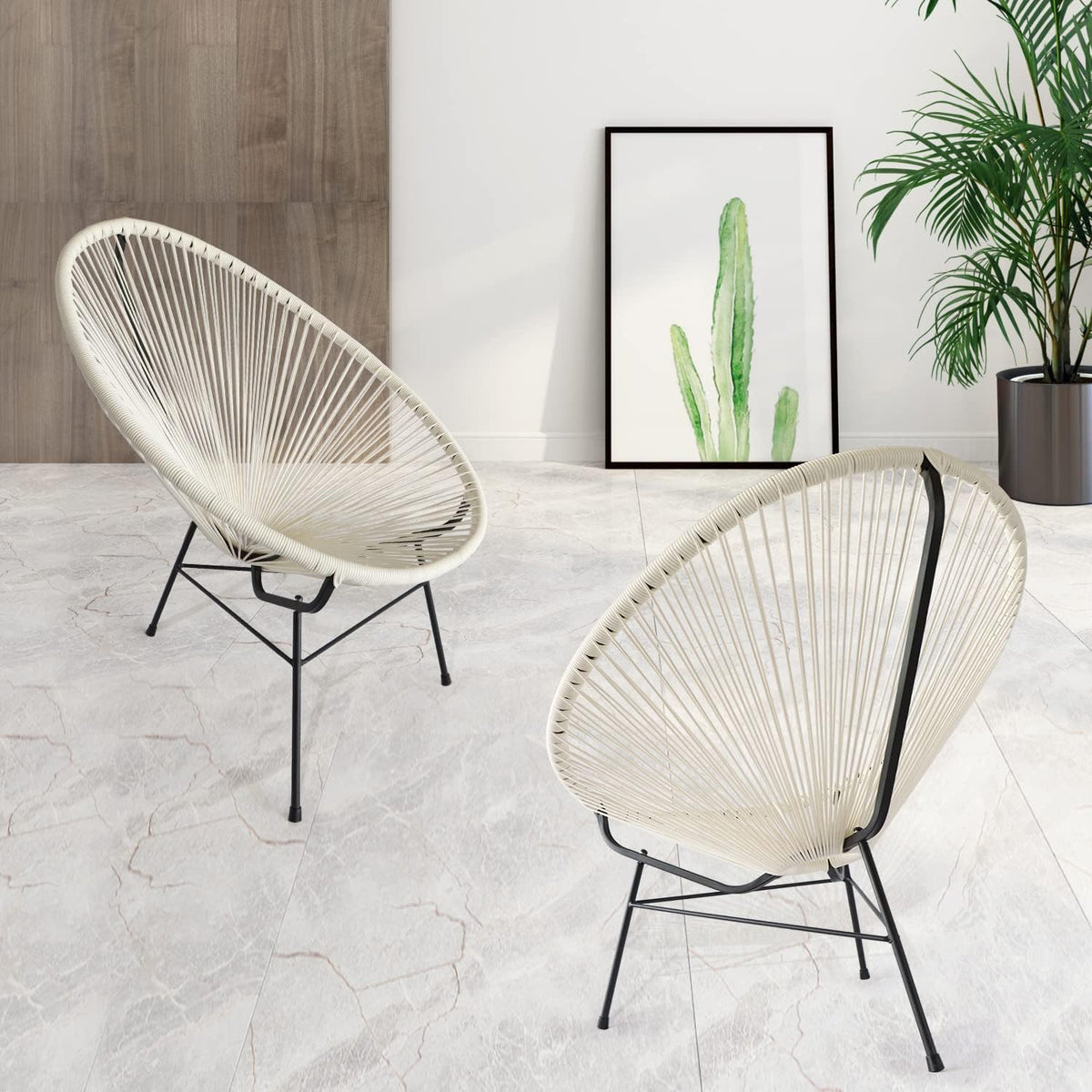 Set of 2 All-Weather Acapulco Chair with Flexible Rope and Heavy Duty Frame H5245