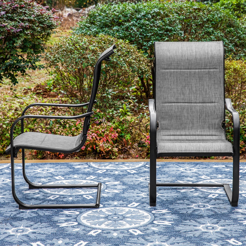 Black&Gray Outdoor Patio Dining Chairs with Padded Seat and Back M4045