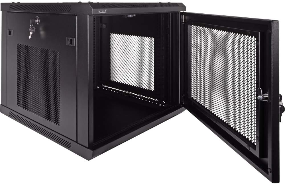 9U Wallmount Cabinet Enclosure 19-Inch Server Network Rack with Locking Perforated Door Black C796860
