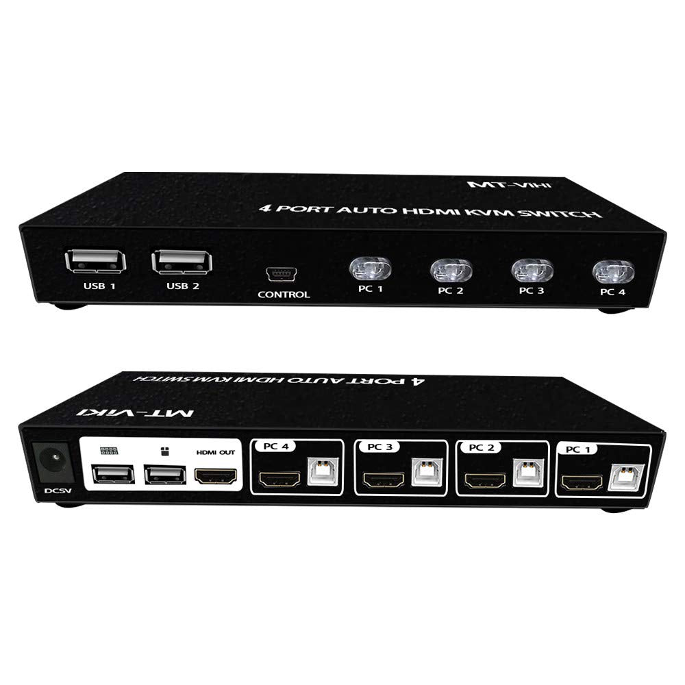 4K HDMI KVM Switch 4 Port with 4 USB Ports, 4K@60Hz HDMI2.0, Pack of 2 E8888