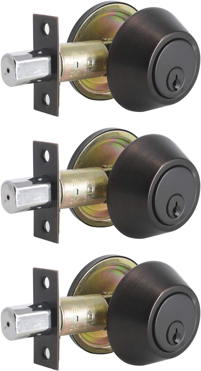 5 Pack Oil Rubbed Bronze Single Cylinder Deadbolts with 3 Keys T1460